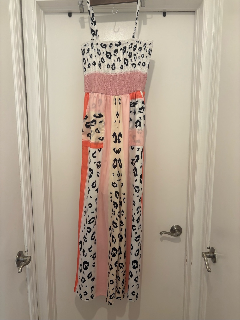 Pink Leopard Patchwork Strapless Jumpsuit - Picture 4 of 5